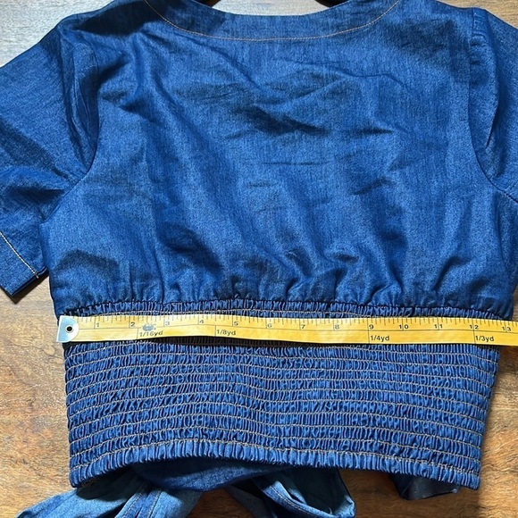 Band of the Free Indigo Denim Chambray Wrap Crop‎ Top - Size Small Sample Sale - Picture 6 of 6